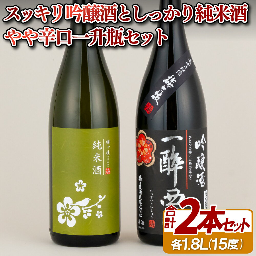 【ふるさと納税】スッキリ吟醸酒としっかり純米酒やや辛口一升瓶セット