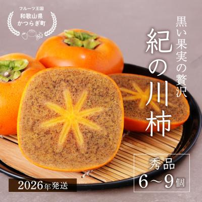 ふるさと納税 紀美野町 先行予約!　紀の川柿(果実の中身が黒い!黒蜜柿)希少栽培!　秀品6個〜9個　こだわり農家厳選!