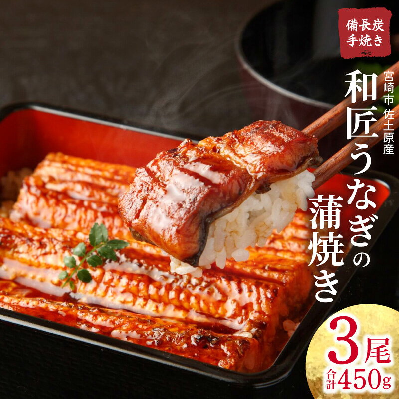 【ふるさと納税】【宮崎市佐土原産】和匠うなぎの備長炭手焼き蒲焼3尾450gセット 山椒 タレ 宮崎 佐土原 和匠 うなぎ 備長炭手焼き 旨み 特製タレ 炭火 ふっくら 備長炭手焼き 蒲焼き 養鰻 グルメ ご褒美 お取り寄せ 宮崎県産 冬うなぎ 国産 宮崎市