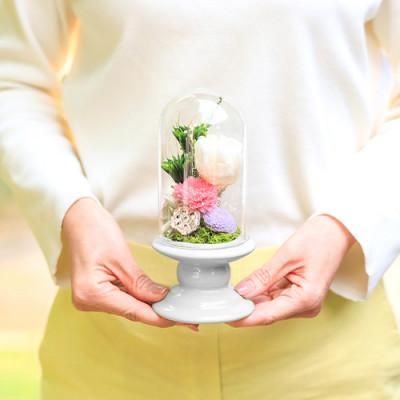 ふるさと納税 山梨市 プリザーブドフラワー 仏花 ガラスドーム「寂静ピンク」 |  | 03