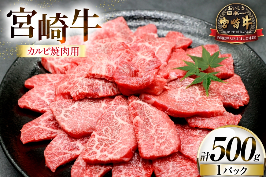 
            牛肉 宮崎牛 カルビ 焼肉用 500g 1p [ローカルブランディング 宮崎県 日向市 452061525] 冷凍 小分け 黒毛和牛 黒毛 A4 A5 焼肉 焼き肉 BBQ バーベキュー 国産
          
