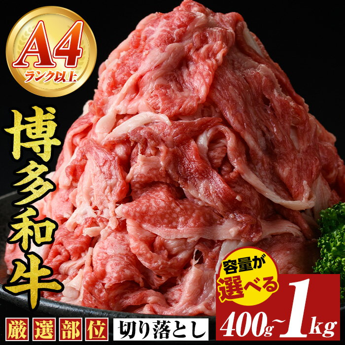 【ふるさと納税】≪容量選べる≫【A4〜A5】博多和牛切り落とし(計400g~1kg) 国産 九州産 福岡県産 牛肉 和牛 黒毛和牛 お肉【MEAT PLUS】