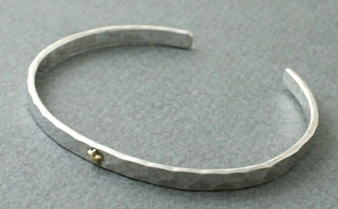 【ふるさと納税】＼選べるメンズ・レディース／シルバー950バングルブレスレットK18スター付き | アクセサリー シルバー ブレスレット バングル 腕輪 シンプル おしゃれ プレゼント ギフト 贈り物 シルバー950 岐阜県 瑞穂市 ※離島への配送不可