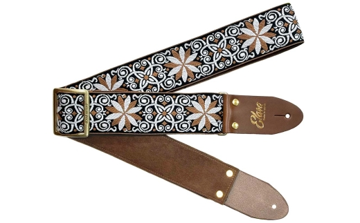 【ギターストラップ】 Elara Straps Zinnia Elegans Walnut 郡上市 レザー 真鍮バックル ウルトラスエード プロ仕様 エレキ アコギ ベース Ksound 小林楽器店