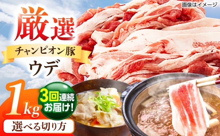 
            【全3回定期便】【選べる切り方】ええやんさくらポーク 小林ファーム 豚肉 ウデ 1kg  /亀山市/小林ファーム [AMAB044]
          