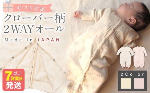 
                  【ギフト対応】クローバー柄 2WAYオール【7営業日程度で発送】 ｜ ドレス型 オーガニックコットン100％ ベビー ベビー服 赤ちゃん 服 ベビー用品 ベビーグッズ ベビーギフト 新生児 ～ 1歳前後 ツーウェイオール スナップ留め ドレス型 パンツ カバーオール スリーパー ロンパース 日本製 お祝い 内祝い 贈答品 出産祝い 誕生祝い プレゼント ギフト 大阪府 阪南市
                