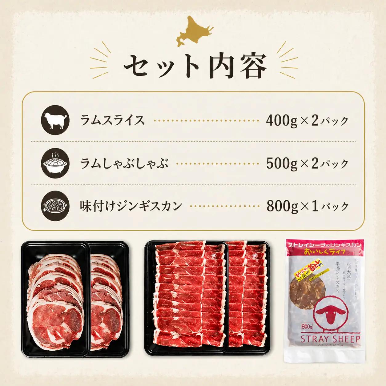 【ラム肉お試し】ラムづくし３種セット　ジンギスカン　味付け　｜ジンギスカン