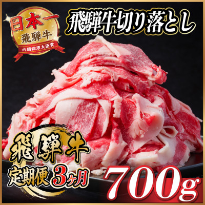 
＜毎月定期便＞飛騨牛　切り落とし　約700g＜冷蔵便＞全3回【4055017】
