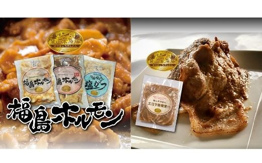 
No.1257福島ホルモン3種・エゴマ味噌漬け　ふくしまふるさとセット【各1パック、計4パック入】
