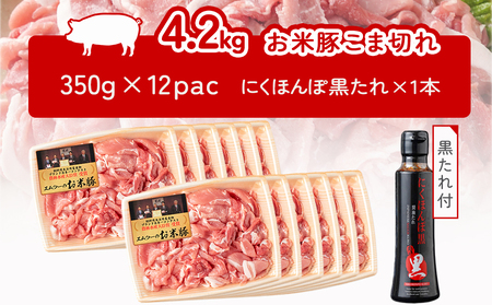 「お米豚」こま切れ 4.2kgセット(黒たれつき)_MK-3109_(都城市) 小分け 350g×12パック 豚肉 国産豚 宮崎県産豚 銘柄豚 モンドセレクション7度金賞受賞のオリジナル焼肉 豚丼のタ