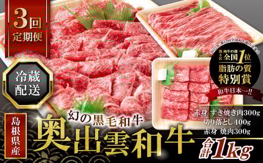 
            【冷蔵配送】全国大会W受賞！奥出雲和牛いろいろ定期便3回【エコノミー】（毎月20日お届け）【奥出雲和牛 和牛 定期便 3回 ブランド牛 黒毛和牛 赤身すき焼き肉 切り落とし肉 切り落とし 切り落し 切落し 赤身焼肉 贅沢 ご褒美 国産 チルド 冷蔵 贈り物 贈答 プレゼント 肉】
          