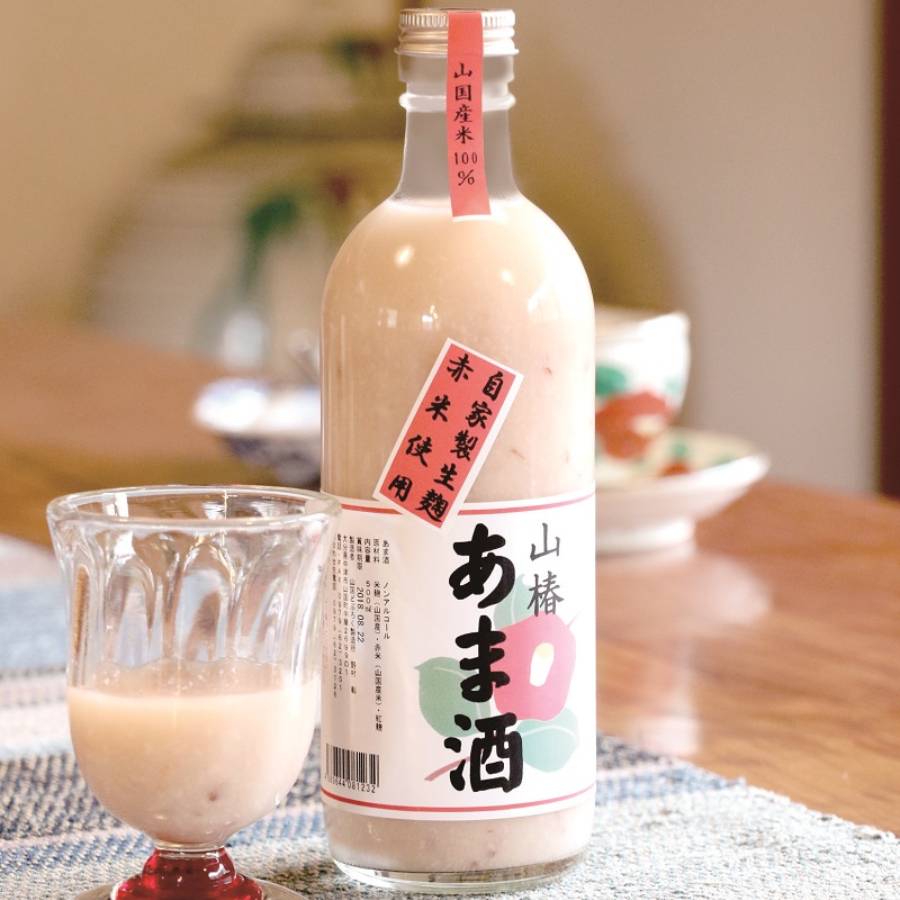 山国産・椿の甘酒　紅白セット（紅・もち 500ml）化粧箱入り×2　無添加・無着色・ノンアルコール