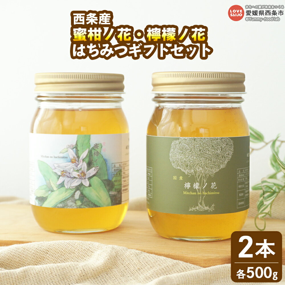 【ふるさと納税】＜はちみつ 蜜柑ノ花・檸檬ノ花 500g入り×2本（各種1本）ギフトセット＞ ハチミツ 蜂蜜 ハニー セット 小分け ミカン みかん 蜜柑 レモン 檸檬 百花 国内産 産地直送 越智養蜂場 愛媛県 西条市【常温】『翌月末までに順次出荷予定』