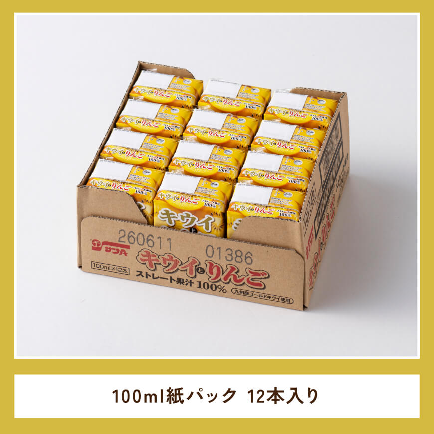 サンAキウイとりんごジュース100％　100ml紙パック×12本 【 飲料 ジュース キウイ りんご リンゴ 九州産 紙パック 送料無料 】