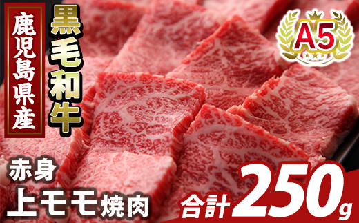 K-483-A 鹿児島県産A5等級黒毛和牛赤身上モモ焼肉(計250g)【ふるさと産直バザール】霧島市 牛肉 国産 鹿児島県産 モモ 焼肉 肉 精肉