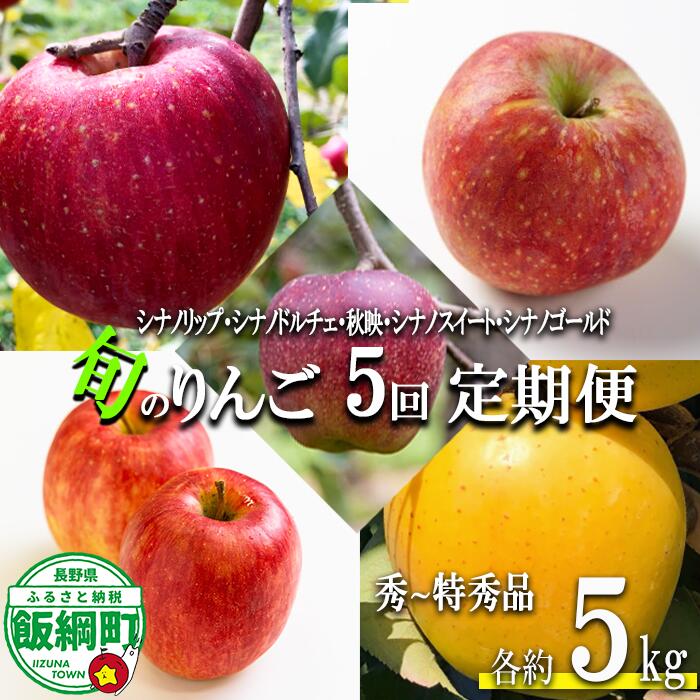 【ふるさと納税】 旬のりんご 【 定期便 】 旬の5品種 5kg × 5回 秀〜特秀 関果樹園もりんご 沖縄県への配送不可 〔 果物 フルーツ 林檎 長野 予約 農家直送 贈答用 5キロ 定期便 〕【令和8年度収穫分】 発送：2026年8月下旬〜