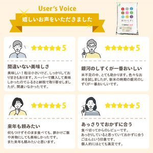 3ヶ月定期便 米 5kg 銀河のしずく 米