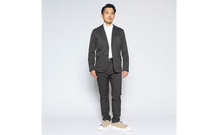 【ふるなび限定】メンズ フルレングスストレートパンツ「ワークウェアスーツ」スーツに見える作業着　丸洗い可 ストレッチ 速乾 部屋干し可 撥水 シワになりにくい　チャコールグレー FN-Limited-