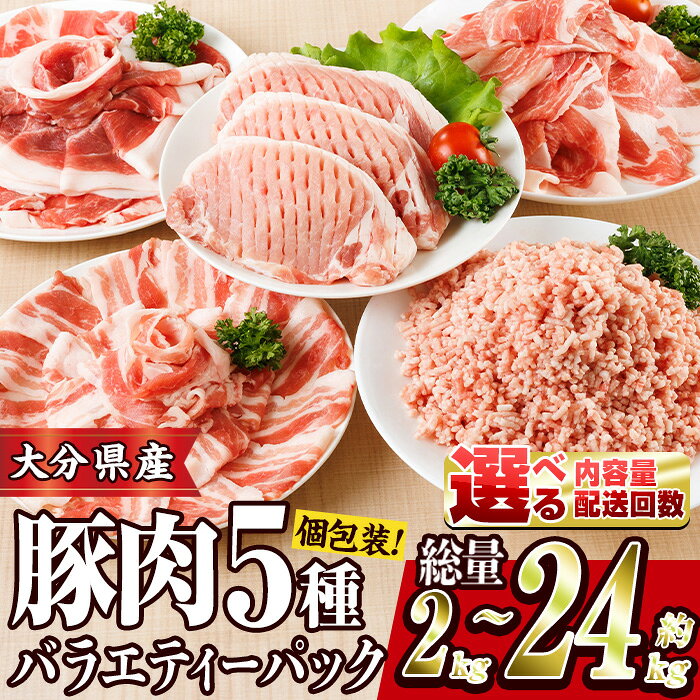 【ふるさと納税】 豚肉 バラエティーパック (総量2‐24kg：1・3・6・12回) 小分け 切り落とし しゃぶしゃぶ ロース こま切れ バラ 200g 250g 300g 5種 ミンチ 定期便 内容量・お届け回数が選べる【BD320・ BD321・BD322・BD323・ BD325】【西日本畜産】