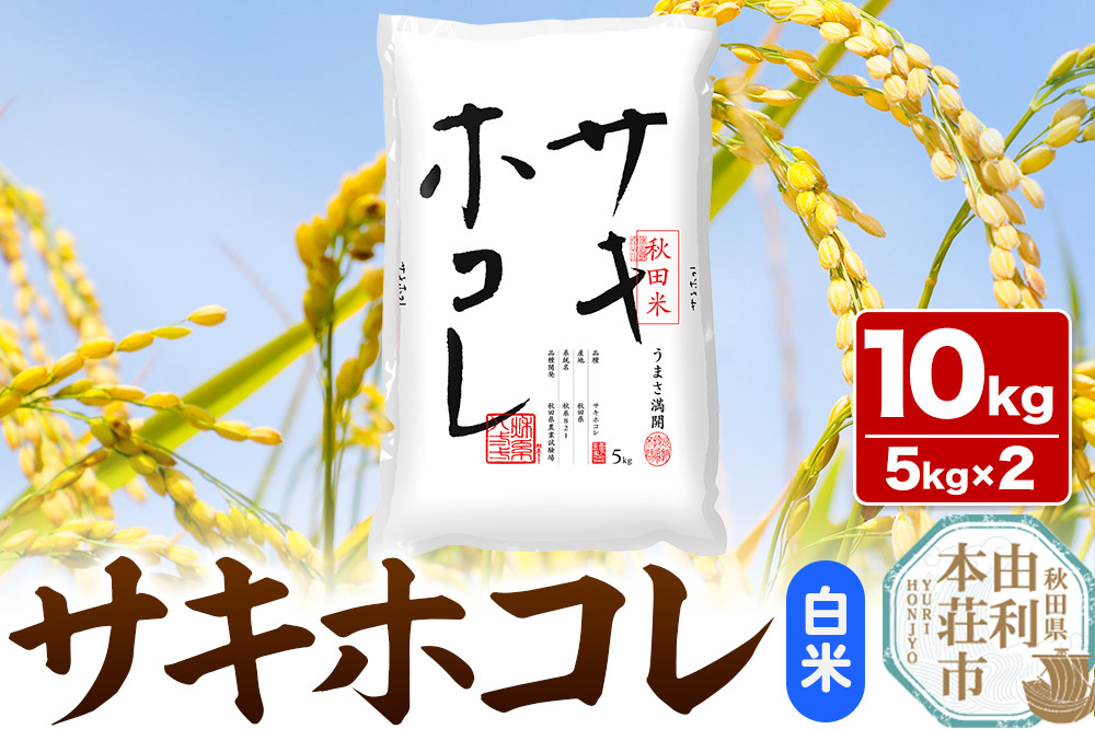 《1回のみお届け》令和7年産 【白米】サキホコレ10kg(5kg×2袋) 精米 特A評価米 秋田県産
