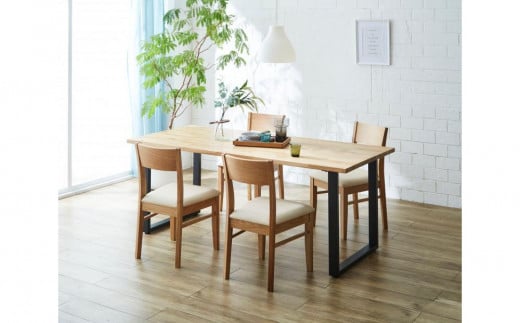 
            【大川家具】無垢材 ダイニングテーブル 食卓テーブル 4人掛け 幅1800mm 奥行800mm ホワイトオーク 天然木 国産 日本製 鉄脚 開梱設置便 高級感 インダストリアル【設置付き】
          