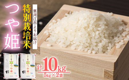 【特別栽培米】 つや姫 10kg（5kg×2袋） ／ 2024年産 令和6年産 山形県産 山形産 白米 精米 小分け 便利 弁当 ブランド米 ごはん ご飯 東北 国産 10キロ 山形県寒河江市　024-C-JA023-00