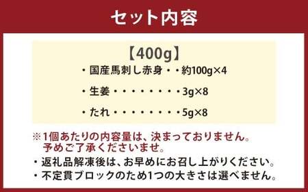 【フジチク】 国産馬刺し赤身 計400g（約100g×4個） 馬肉 お肉 生姜・たれ付き