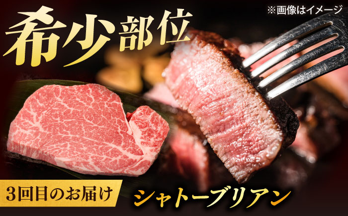 【全3回定期便】【ブランド牛・しまね和牛】豪華ステーキの3種セット（モモステーキ・ロースステーキ・シャトーブリアン）計1.68kg　島根県松江市/Do corporation株式会社 [ALFU046