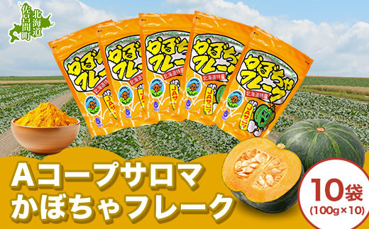 サロマかぼちゃフレーク 10袋(100g×10） 【 ふるさと納税 人気 おすすめ ランキング 加工食品 フレーク かぼちゃフレーク 便利 気軽 菓子作り 料理 北海道 佐呂間町 送料無料 】 SRMM004