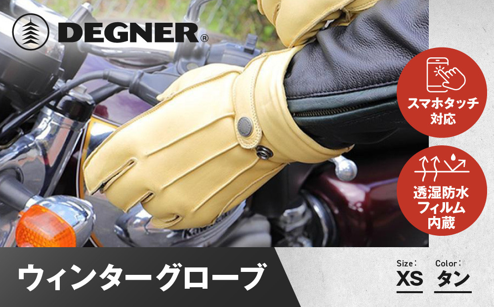 【デグナー】ウィンターグローブ [WG-34]タン〈XSサイズ〉［ 京都 八王子 革 手袋 レザー グローブ バイクギア ブランド 大好評 人気 おすすめ 牛革 ツーリング ライダー バイカー バイク パーツ お取り寄せ 送料無料 ふるさと納税 ］ 261009_A-JR089VC01