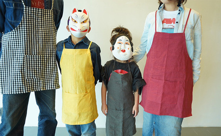 anyone apron ギンガムチェック 1枚 エプロン リネン フリーサイズ MMRH wardrobe 静岡 島田市