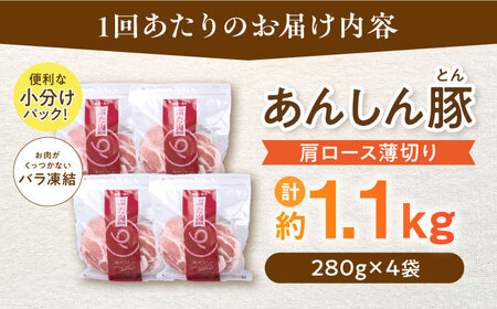 【12回定期便】《バラ凍結》肩ロース薄切り 1.1kg 計13.4kg 豚肉 小分け 薄切り 肩ロース 白川町 / 藤井ファーム[AWAF048]