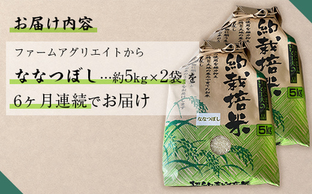 ファームアグリエイトのななつぼし　約5kg×2袋を6ヶ月連続お届け 【 ふるさと納税 人気 おすすめ ランキング 北海道 壮瞥 定期便 米 白米 特Aランク ななつぼし 甘い おにぎり おむすび こめ