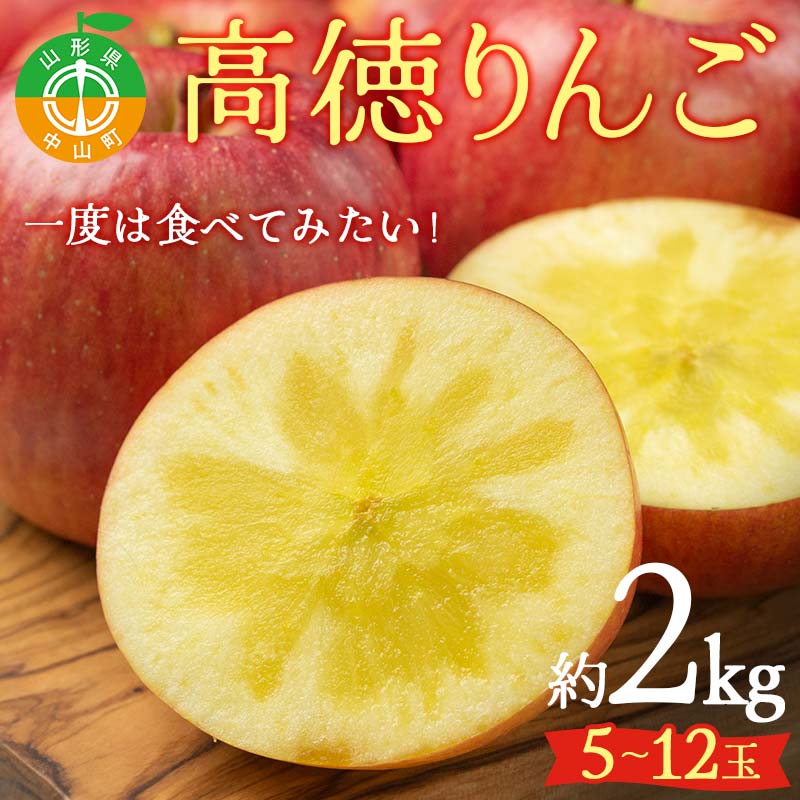 2025年先行予約 山形県産 一度は食べてみたい！高徳りんご 約2kg（5～12玉） 林檎 リンゴ 蜜入り フルーツ 果物 くだもの 山形県 中山町 F4A-0441