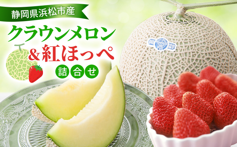 【2027年1月発送】 クラウンメロン＆紅ほっぺいちご 詰合わせ クラウンメロン1個約1.3Kg 白等級 紅ほっぺ いちご 約260g 1パック メロン イチゴ 苺 セット商品 【配送不可：離島】静岡 浜松市
