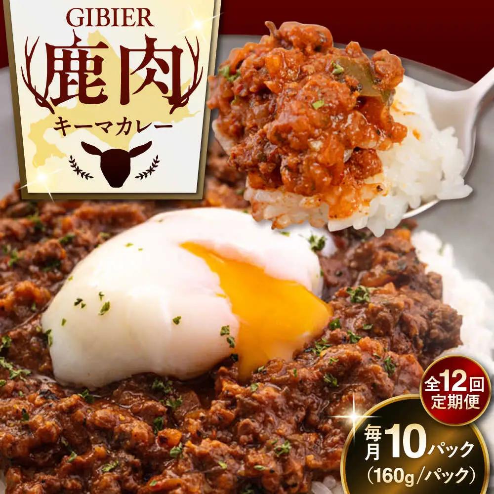 【全12回定期便】エゾ鹿 本格 キーマカレー  10食 ジビエ  スパイス 鹿肉 無水調理 パック 冷凍配送 北海道 [AJAO021]