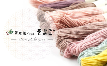 草木染刺し子糸20番手4本撚り60ｍおまかせ6色セット《草木染Craftそよご》