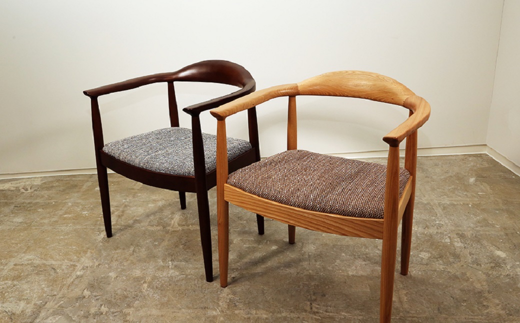 アームチェア【張地・塗装色選択可】北海道産エルム材