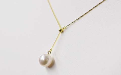 S101-255_天草産 9mm - 9.5mm Yスタイル ネックレス あこや真珠 ホワイトピンク ベネチアン K18 Pt850 花珠級