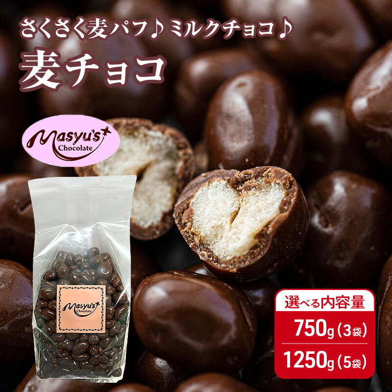 【ふるさと納税】麦チョコ 選べる内容量 750g(3袋)・1250g(5袋) 4月～10月発送 チョコレート チョコ スイーツ お菓子 おかし 麦 ミルクチョコ ギフト プレゼント 兵庫県 伊丹市　お届け：4月～10月に発送（夏季期間）