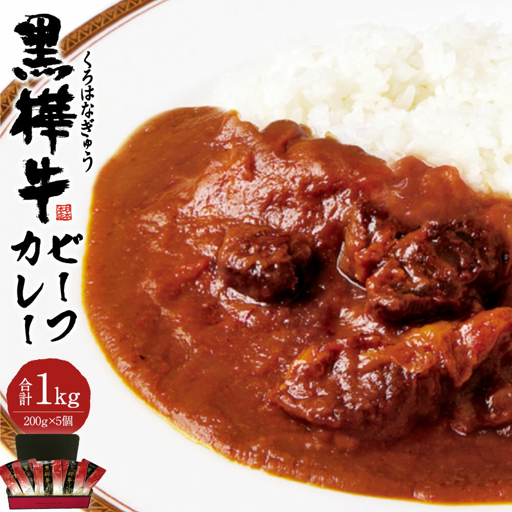 【ふるさと納税】黒樺牛ビーフカレー 計1kg（200g×5パック） 黒樺牛 ビーフカレー 黒毛和牛 高級 伝統 ホテルキャッスル 牛テール 料理長監修 甘み コク 贅沢 厳選 肥育 上質 柔らかい 食感 ジューシー 和牛 カレー レトルト 高品質 常温 九州 熊本県 水上村 送料無料