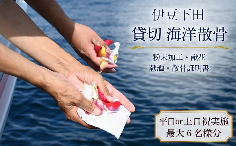 
                  海洋散骨 伊豆下田 貸切 海洋 散骨 最大 6名様 選べる 日時 平日 土日祝  法事 参拝 墓じまい サービス チケット 船 供養 メモリアル クルーズ チャーター 自然葬 シーセレモニー 献花 献酒 散骨証明書 骨壺処分 海 下田 静岡県 下田市 伊豆 伊豆凪海洋散骨
                