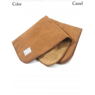 ふるさと納税 上牧町 alberton社赤外線を吸収して発熱するsliva knitわんにゃんブランケット　キャメル