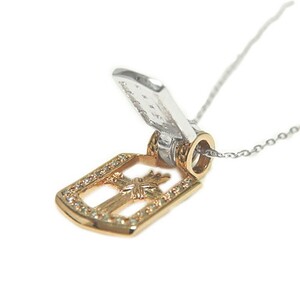 PT850/K18ピンクゴールド「2WAY」高級ダイヤペンダント【54525-5】