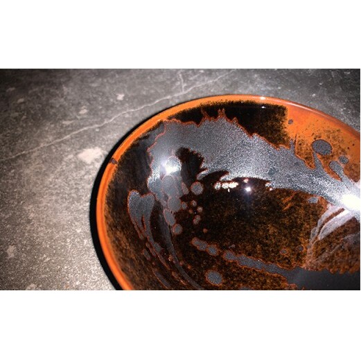 井上祐希作 天目銀滴飯碗（中）井上萬二窯 お茶碗 ドリッピング お茶碗 作家 お茶碗 一点もの お茶碗 ろくろ お茶碗 アート お茶碗 A30-108_イメージ3