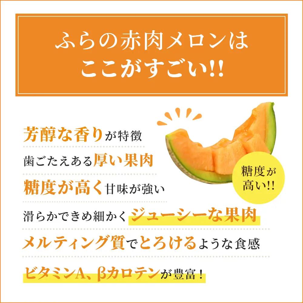 【令和8年産】ふらの 赤肉メロン 2kg～2.6kg 2玉 厳選 秀品 メロン