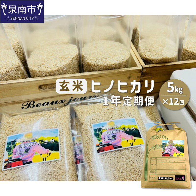 【ふるさと納税】農業姉妹がこだわって栽培！玄米5kg1年定期便 玄米 お米 米 ふるさと納税 米 ふるさと納税 お米 定期便 お米定期便