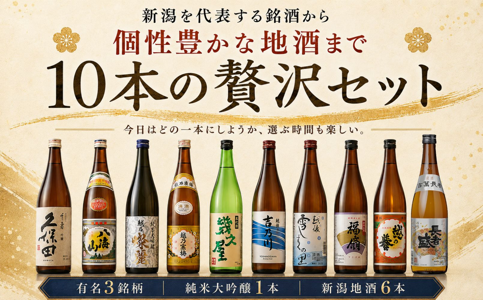 新潟有名酒と純米大吟醸入り！10種類飲み比べ720ml×10本