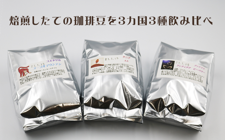 【カモガワ珈琲の定期便】焙煎したてのコーヒー豆 ３種（170g×３袋）６カ月《豆・隔月発送》　[0096-0001] ３種（豆）×隔月６回