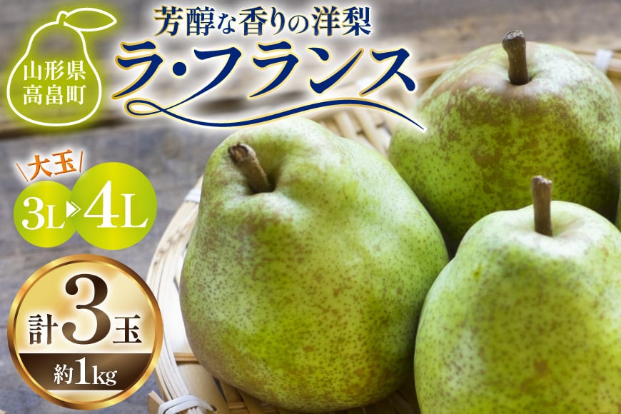
            【期間限定発送】 ラ・フランス 山形県 3L〜4L 3玉 約1kg [三鷹洋梨園 山形県 高畠町 tk06ays910004] 果物 くだもの フルーツ 洋なし 洋梨 ラフランス
          